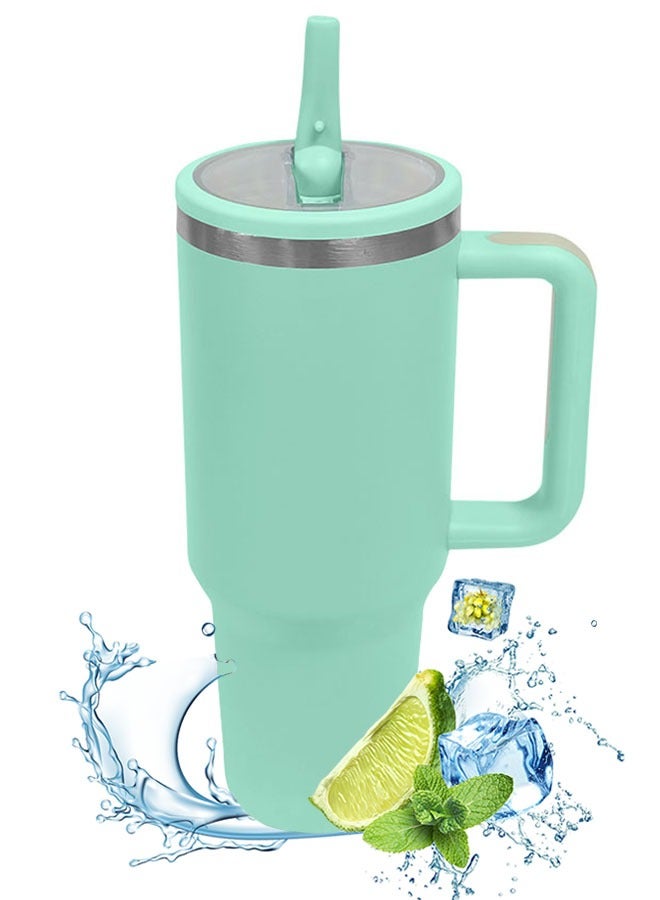 40 oz Water Bottle with Handle and Flip Straw - Fits in Cup Holder, Leak Resistant 40oz Tumbler Leak Proof Insulated Stainless Steel  - Image 1