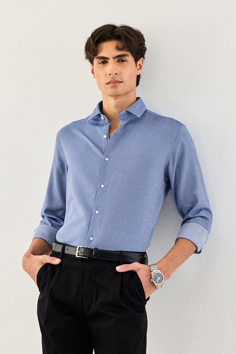 SNITCH Micro Check Slim Fit Luxe Shirt - Image 3
