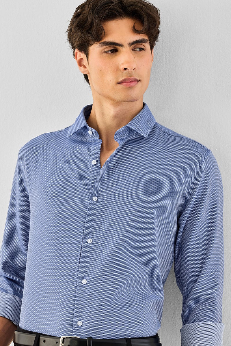 SNITCH Micro Check Slim Fit Luxe Shirt - Image 1