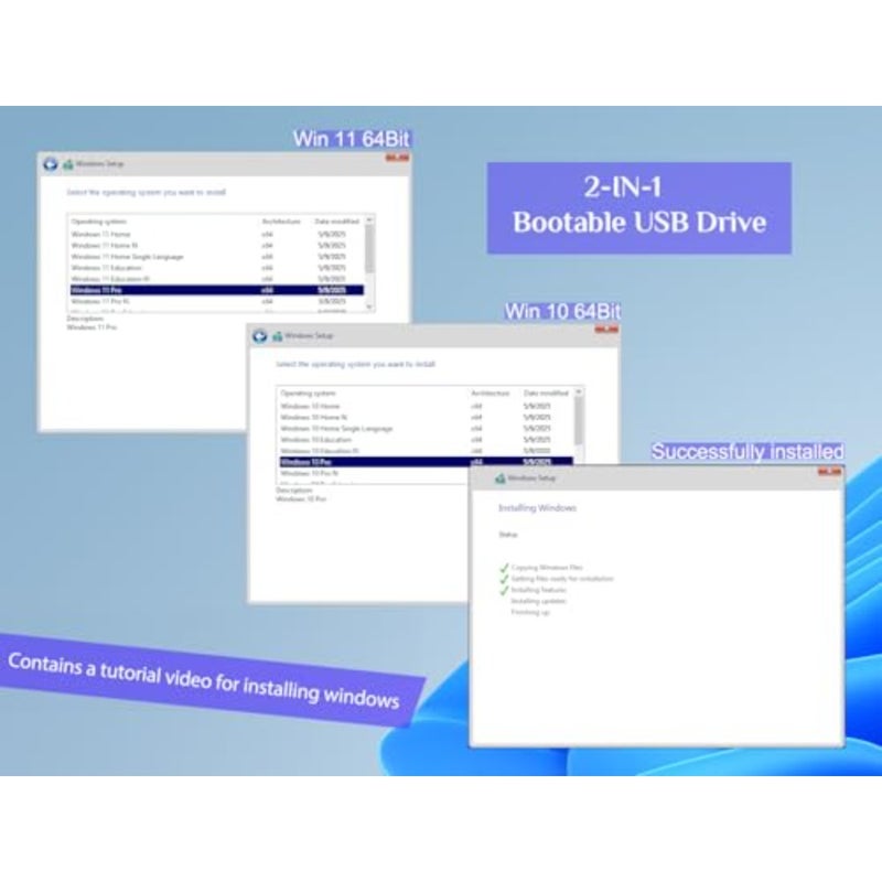 محرك أقراص USB 1011 USB قابل للتشغيل بسعة 32 جيجابايت، الإصدار 3.2 Gen لإعادة تثبيت نظام التشغيل وإعادة تعيين كلمات المرور؛ يدعم UEFI/Legacy؛ متوافق مع جميع العلامات التجارية - Image 2