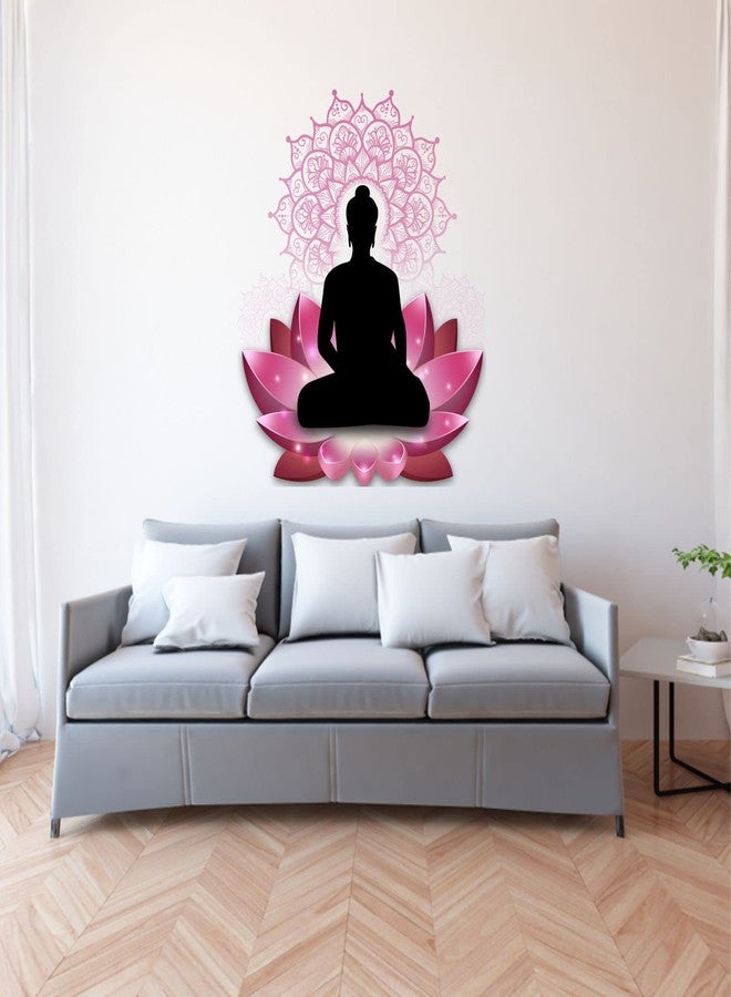 Sticker Yard Buddha On Lotus Vinyl Wall Sticker for Living Room/Bedroom/Office and All Decorative Wall Stickers Size 55X50CM - Image 3