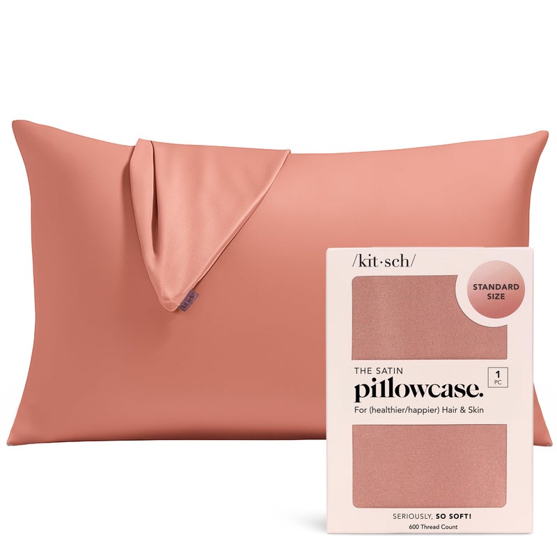 Kitsch Satin Pillowcase with Zipper for Hair Skin Softer Than Silk Pillow Cases Smooth Cooling Satin Pillow Case WrinkleFree Machine Washable Pillow Cases Standard Size 19x26 Terracotta - Image 2