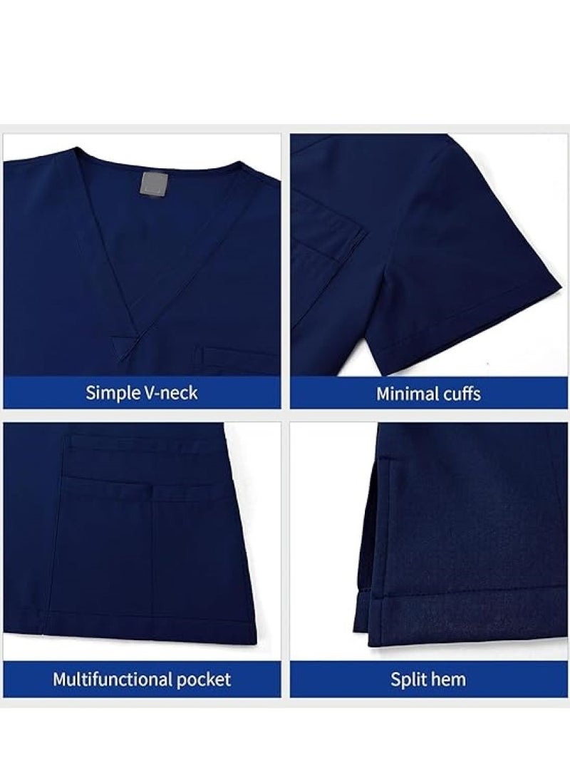 GUDOO Scrubs for Women Men Set - Stretch Top and Cargo Pants with Multi Pocket for Nurse - Image 3