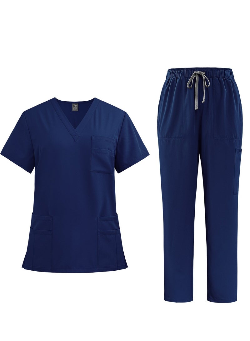 GUDOO Scrubs for Women Men Set - Stretch Top and Cargo Pants with Multi Pocket for Nurse - Image 1
