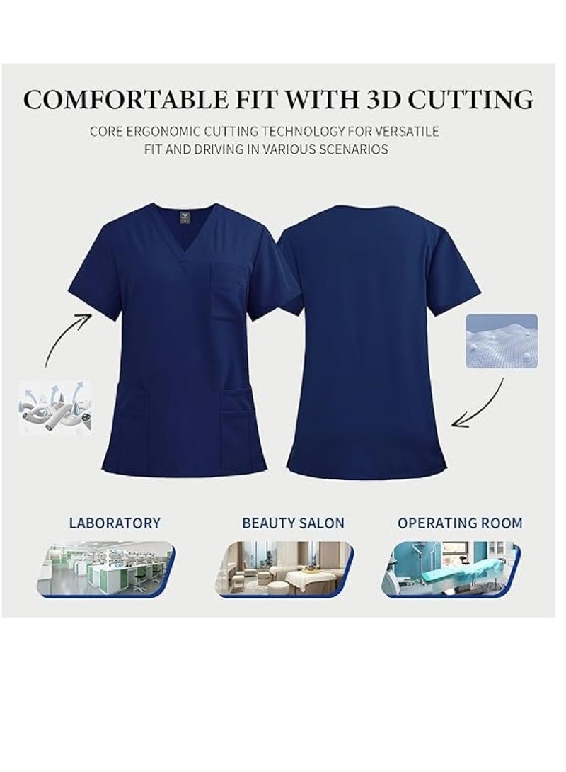 GUDOO Scrubs for Women Men Set - Stretch Top and Cargo Pants with Multi Pocket for Nurse - Image 5