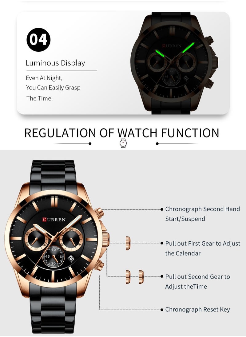 CURREN CURREN 8358 Reloj Hombres Luxury Brand Quartz Chronograph Watches Men Causal Clock Stainless Steel Band Wrist Watch Auto Date  - Image 4