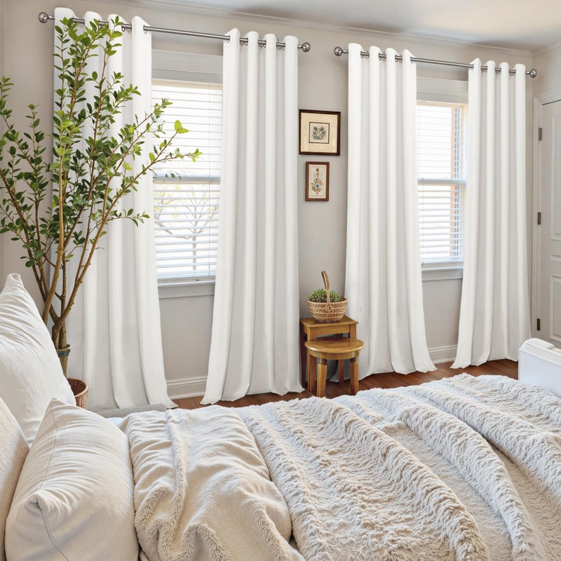 YoungsTex Ivory White Velvet Curtains 84 Inches Long for Bedroom Windows - Living Room Drapes with Grommet Super Soft Luxury Polyester Thermal Insulated 2 Panels Set, 52 X 84 Inch - Image 2