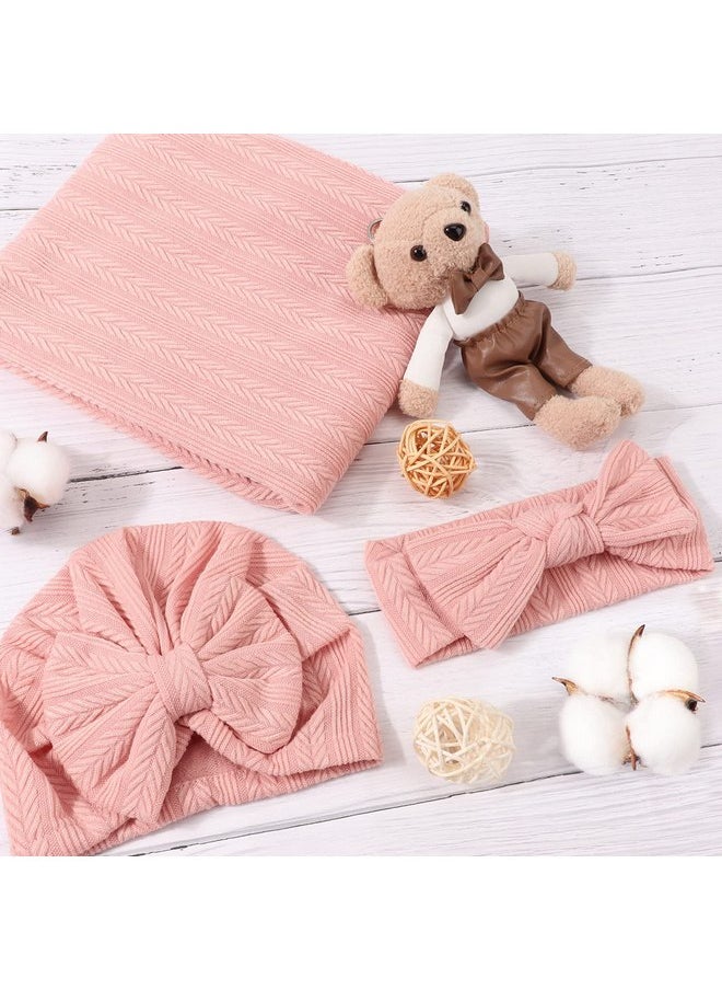 DRESHOW DRESHOW BQUBO Newborn Receiving Blanket Headband Hat Set for Baby, Unisex Baby Boys Girls Essentials, Newborn Registry Must Haves, Stroller Crib Shower Gifts  - Image 3