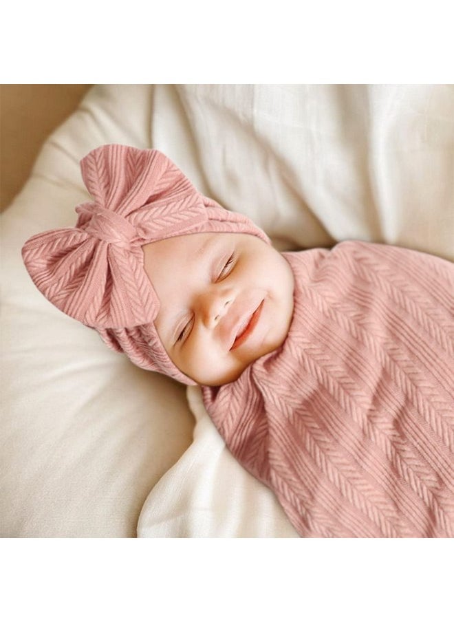 DRESHOW DRESHOW BQUBO Newborn Receiving Blanket Headband Hat Set for Baby, Unisex Baby Boys Girls Essentials, Newborn Registry Must Haves, Stroller Crib Shower Gifts  - Image 2