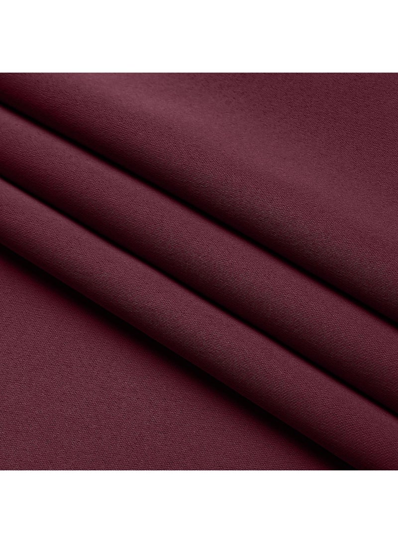 Bluejw 2-Piece Solid Color Blackout Outdoor Curtains Dark Red - Image 2