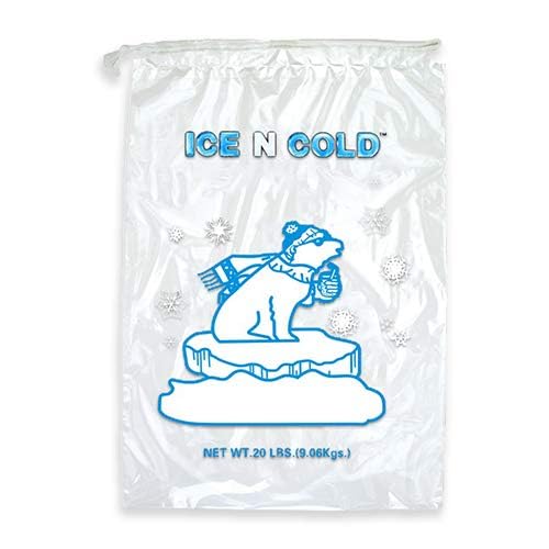 ICE N COLD Ice Bags with Drawstring Closure | 20lb, 100ct/cs | 50 mic Thickness | Portable Storage and Freezer Keeper - Image 3