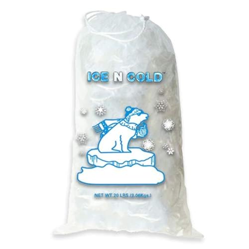 ICE N COLD Ice Bags with Drawstring Closure | 20lb, 100ct/cs | 50 mic Thickness | Portable Storage and Freezer Keeper - Image 1
