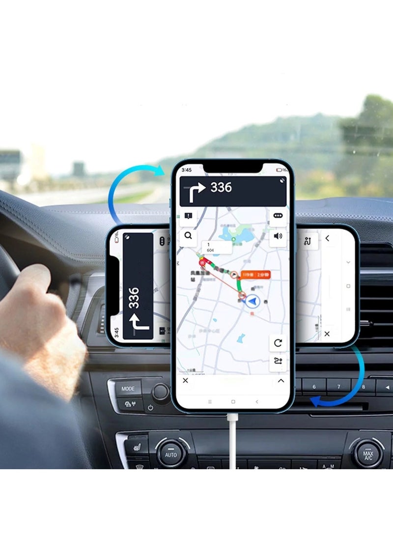 هويتك شاحن لاسلكي مغناطيسي بقوة 15 وات وحامل جوال للسيارة بفتحة تهوية الهواء، أبيض - Image 3