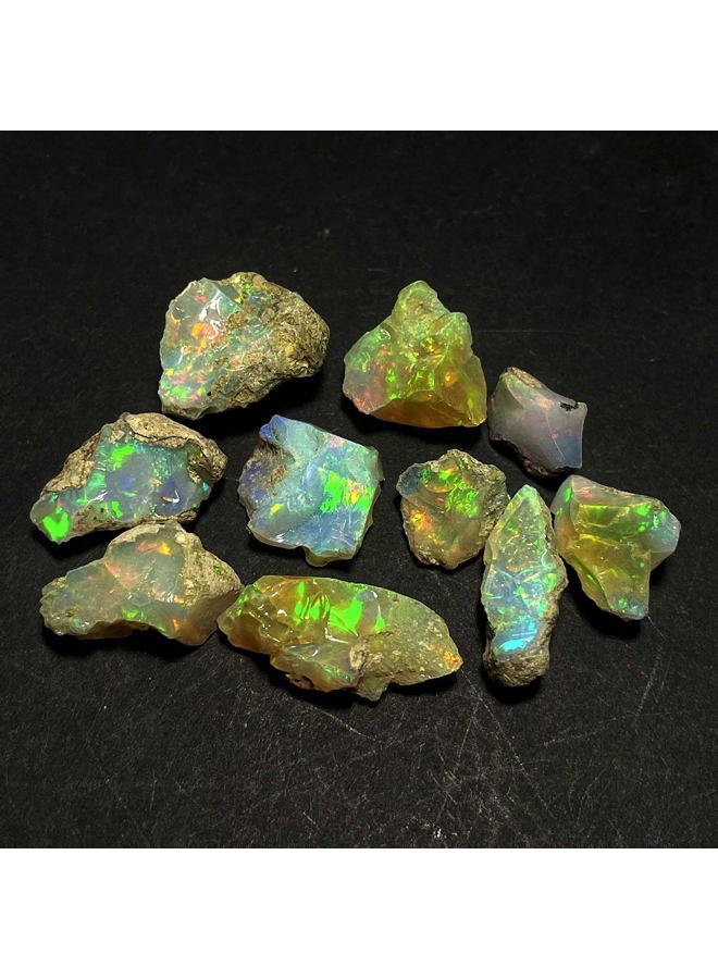 GEMWORLDJAIPUR AAA Quality Natural Ethiopian Opal Jumbo Fire Rough 25 Carats 5-8 Pcs, Natural Opal Gemstones Raw For cutting cabbing polishing DIY art and craft, 10-15 MM, White - Image 4