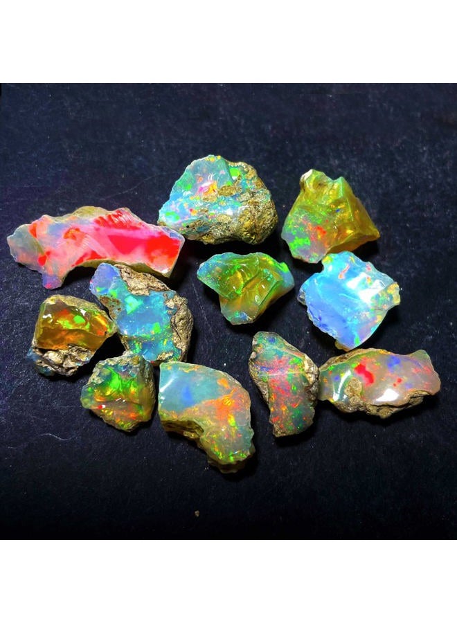 GEMWORLDJAIPUR AAA Quality Natural Ethiopian Opal Jumbo Fire Rough 25 Carats 5-8 Pcs, Natural Opal Gemstones Raw For cutting cabbing polishing DIY art and craft, 10-15 MM, White - Image 2