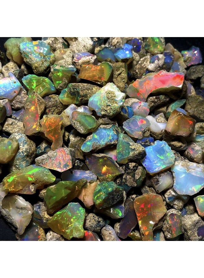 GEMWORLDJAIPUR AAA Quality Natural Ethiopian Opal Jumbo Fire Rough 25 Carats 5-8 Pcs, Natural Opal Gemstones Raw For cutting cabbing polishing DIY art and craft, 10-15 MM, White - Image 5