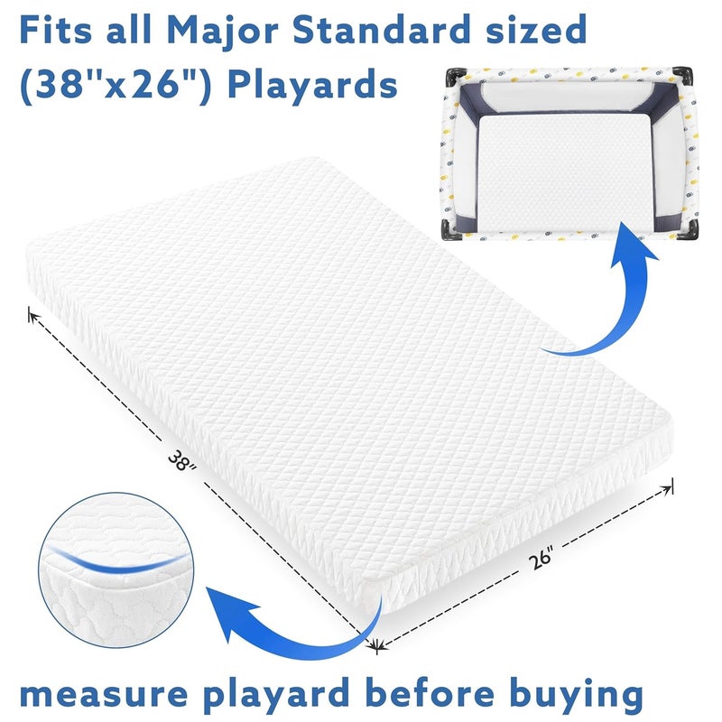Pro Goleem Pack and Play Mattress 38x26 Waterproof Pack n Play Mattress Pad with Carry Bag Soft Playard Mattress for Babies and Toddlers - Image 2