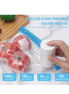 Hihonor Handheld Vacuum Sealer Food Saver, Multifunctional 2 in 1 Electric Vacuum Sealer Compression & Inflatable Air Pump, Rechargeable Mini Food Vacuum Sealer with 3Pcs Reusable Bags  - Image 2