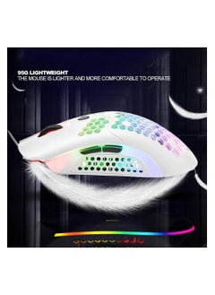 Aookay Wireless Gaming Mouse, Computer Mouse with Honeycomb Shell, 6 Programmed Buttons, 3 Adjustable DPI, Silent Click, USB Receiver, Ergonomic RGB Optical Gamer Mice Mouse for Laptop PC Mac (White)  - Image 2