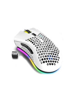 Aookay Wireless Gaming Mouse, Computer Mouse with Honeycomb Shell, 6 Programmed Buttons, 3 Adjustable DPI, Silent Click, USB Receiver, Ergonomic RGB Optical Gamer Mice Mouse for Laptop PC Mac (White)  - Image 1
