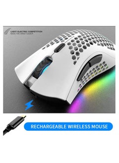 Aookay Wireless Gaming Mouse, Computer Mouse with Honeycomb Shell, 6 Programmed Buttons, 3 Adjustable DPI, Silent Click, USB Receiver, Ergonomic RGB Optical Gamer Mice Mouse for Laptop PC Mac (White)  - Image 3