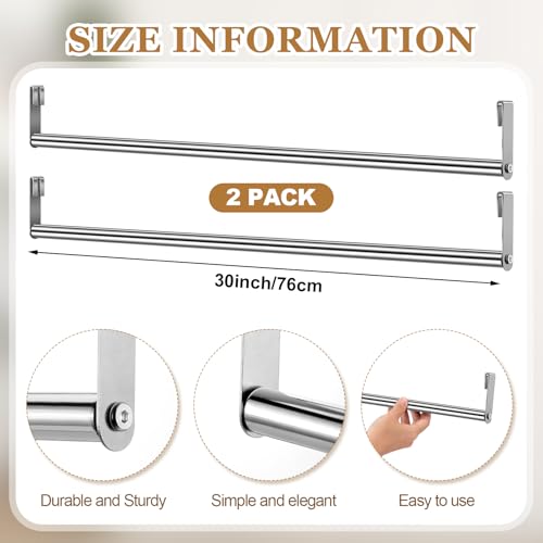 Threehoney 2 Pack Wire Shelving Garment Hanger Bar Wire Shelving Accessories Industrial Closet Clothes Rods for Home Retail StoreSilver30 Inch - Image 3