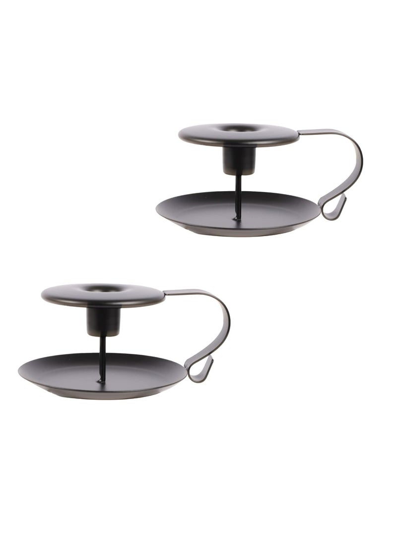 Oasisgalore 2 PCS Retro Iron Candle Holder Simple Black Taper Candlestick Holders Candlelight Stand for Halloween Christmas Dining Room Home Decoration Display,Wedding, Dinner, Party, Holiday, Festival  - Image 1