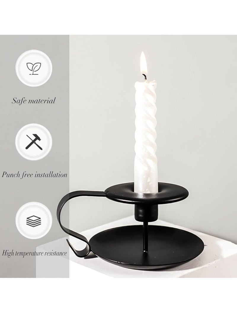 Oasisgalore 2 PCS Retro Iron Candle Holder Simple Black Taper Candlestick Holders Candlelight Stand for Halloween Christmas Dining Room Home Decoration Display,Wedding, Dinner, Party, Holiday, Festival  - Image 2