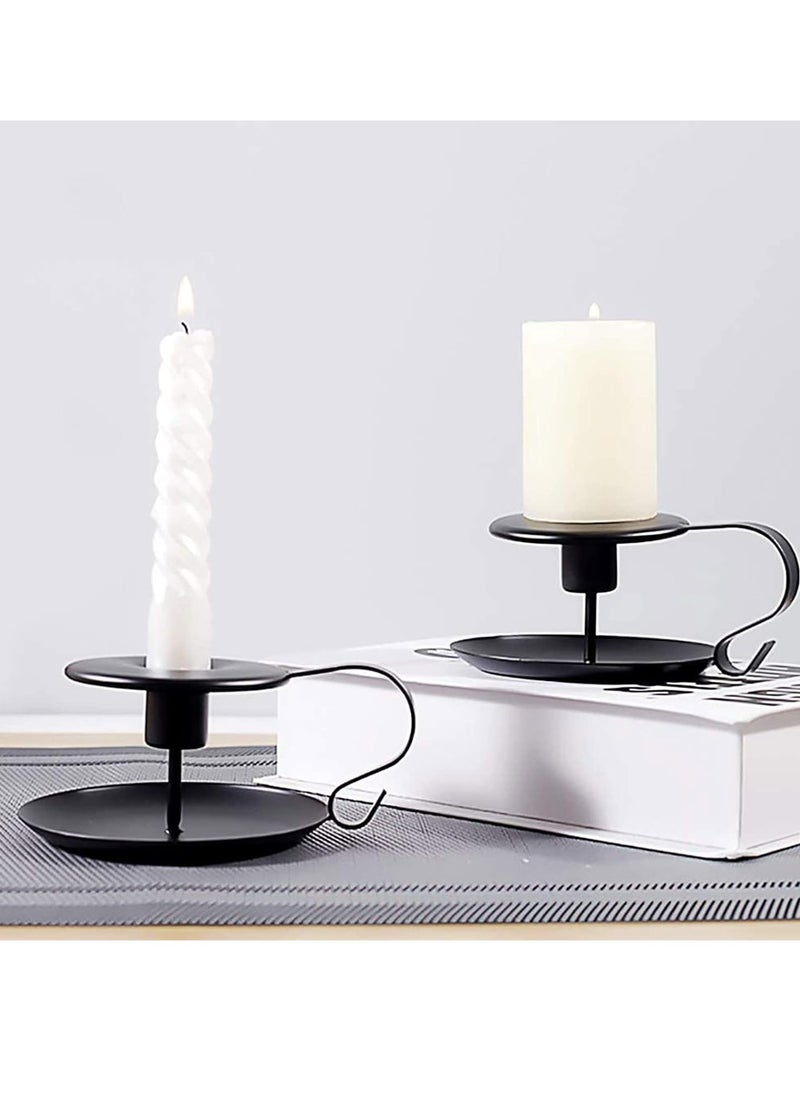 Oasisgalore 2 PCS Retro Iron Candle Holder Simple Black Taper Candlestick Holders Candlelight Stand for Halloween Christmas Dining Room Home Decoration Display,Wedding, Dinner, Party, Holiday, Festival  - Image 5