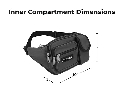 Everest Multiple Pocket Waist Pack, Black, One Size,044MDH-BK - Image 2