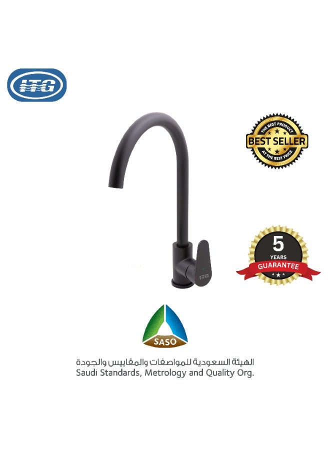 صنبور مطبخ ITG أسود غير لامع - خلاط ساخن وبارد، دوار 360 درجة، معتمد من SASO، ضمان 5 سنوات  - Image 2