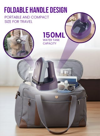 Foldable Handheld Garment Steamer|1400W| 150 ML| Upto 25g/min Continuous Powerful Steam |Lock Steam Switch| Ultra Easy Wrinkle Remover| Travel-Friendly |Removable Fabric Brush |SGS-315N Purple 150 ml 1400 W SGS-315N purple - view 4