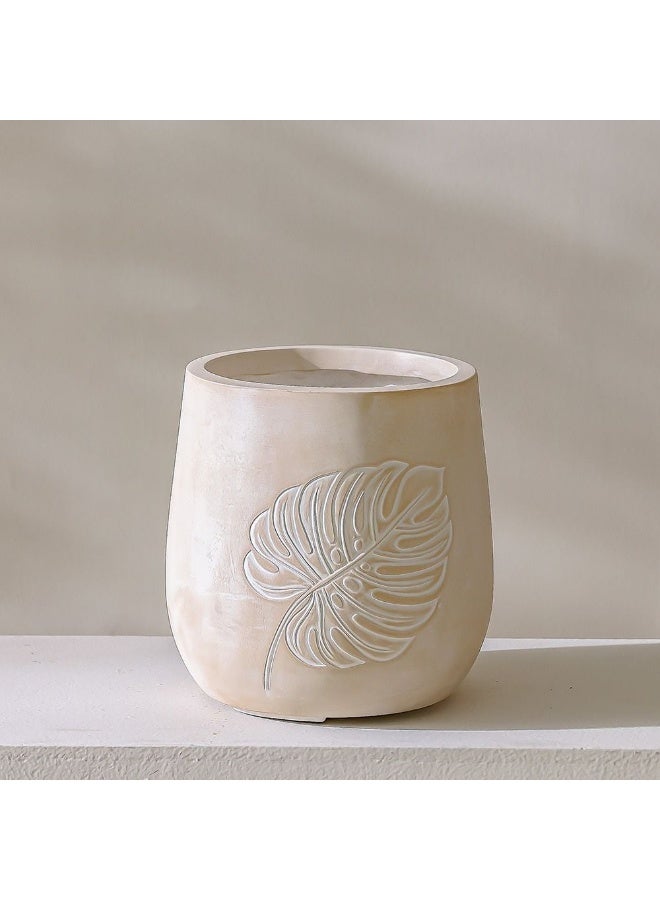 DANUBE HOME وعاء زراعة من الطين الليفي بتصميم أوراق صغيرة – وعاء خفيف الوزن ومتين للنباتات على الطاولة، الشرفة والحديقة في المنازل والمكاتب – 21.5×21.5×22 سم - Image 1