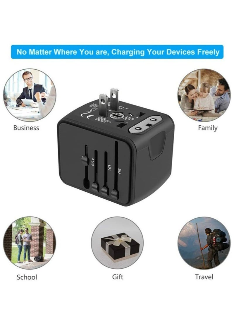 ELTRAZONE Universal Travel Adapter with Multiple Regional Power Socket Plugs for UK US AU and Plug Adaptor with 3 Ultra-Fast USB Charging Port and 1 Brisk USB Type C Port (Black) - Image 2