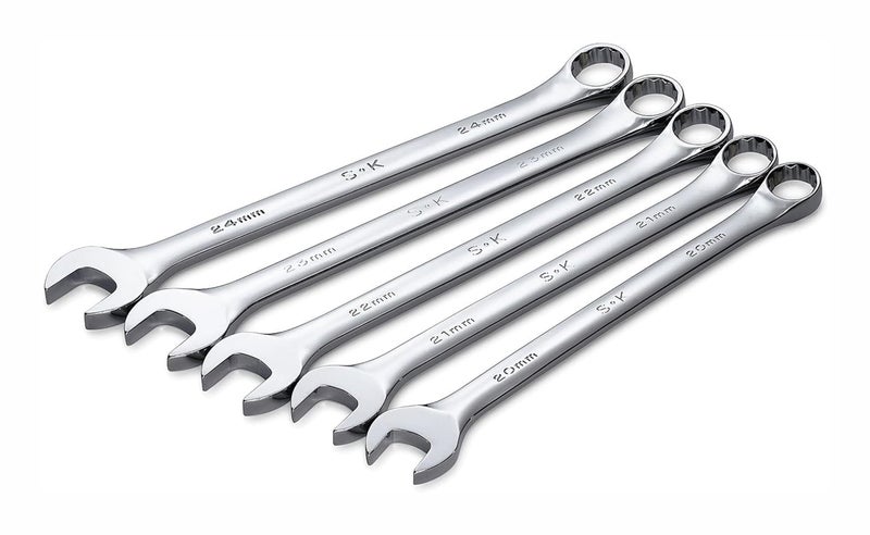 SK Tools USA 5 Piece Long Pattern 12 Point Metric SuperKrome Combination Wrench Set 20MM 40MM 86041