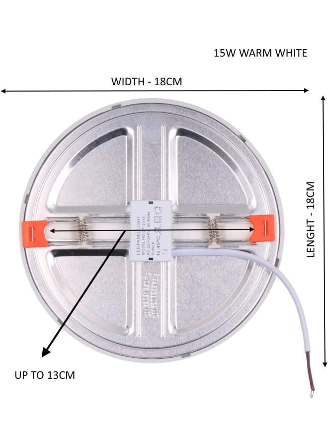 melfi Led Panel Light Adjustable Free Cut Hole Led Round Ceiling Panel Light Working Environment Suitable For For Bedroom Drawing Room Offices Corridor Industrial Plants Warm White 15W  - Image 2