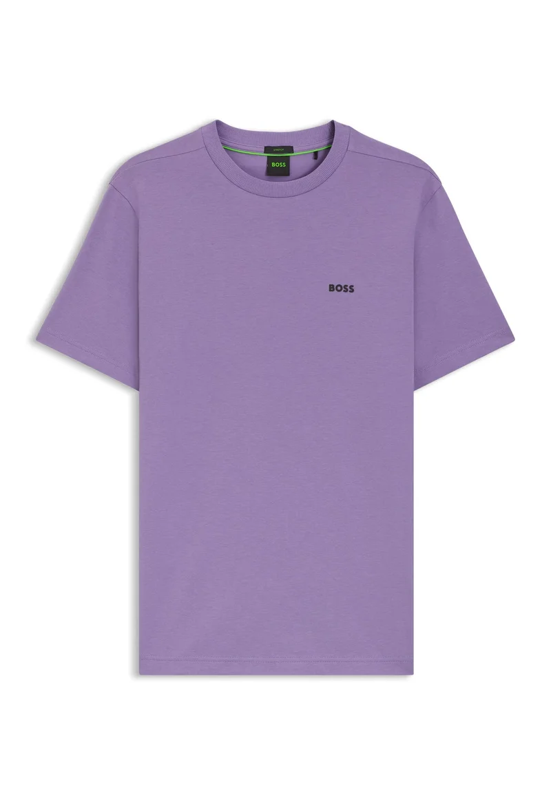 BOSS Purple Stretch-cotton T-shirt with logo detail for Men | Best Price UAE