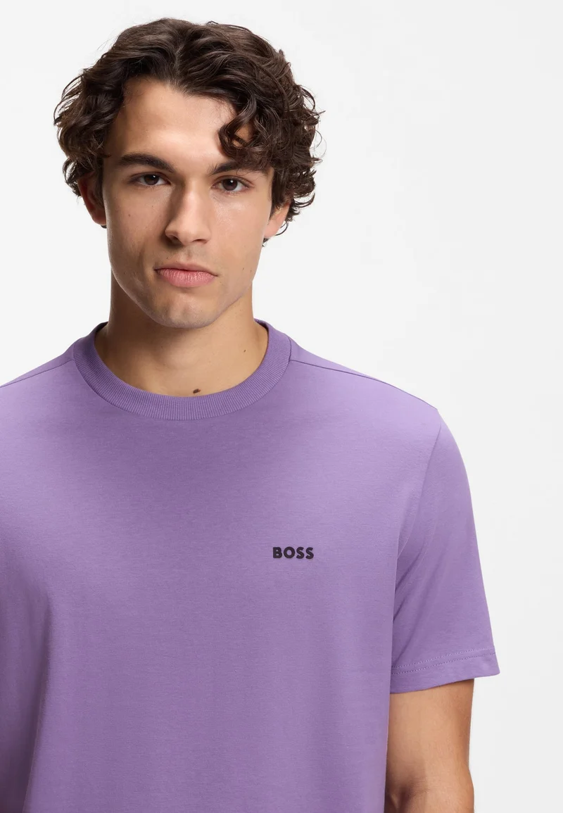 BOSS Purple Stretch-cotton T-shirt with logo detail for Men | Best Price UAE