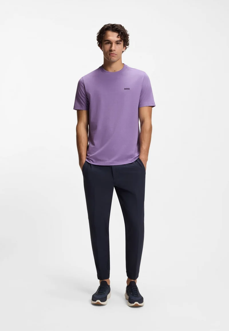 BOSS Purple Stretch-cotton T-shirt with logo detail for Men | Best Price UAE