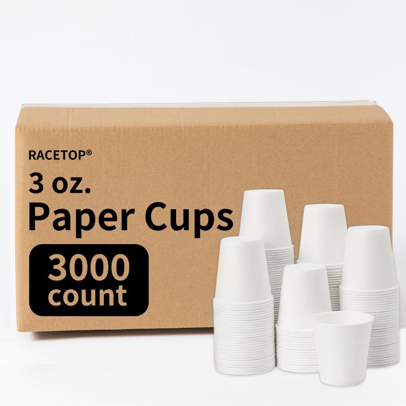 RACETOP 3000 Pack 3 oz Paper Cups for Bathroom Disposable Mouthwash Cups Small Paper Cups for Parties Picnics Travel
