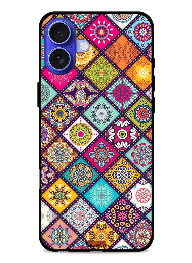 Tolwak Apple iPhone 16 Protective Case Cover Mandala Squares Pattern - Image 1
