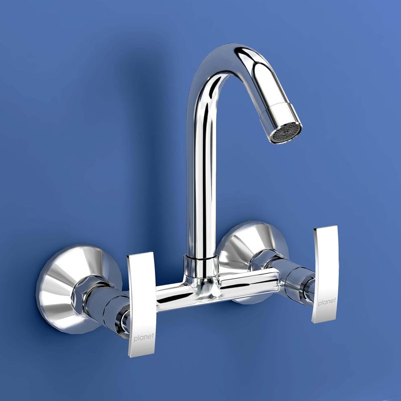 Planet Sink Mixer for Kitchen SinkHot and Cold Water Mixer360 Degree Rotating SpoutWall Mount Sink Mixer with Teflon TapKitchen and Bathroom AccessoriesSamarChrome - Image 1