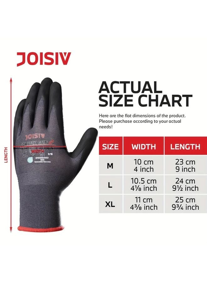 JOISIV 4 Pairs L Size Nitrile Coated Work Gloves Touchscreen Compatible Breathable - Image 4