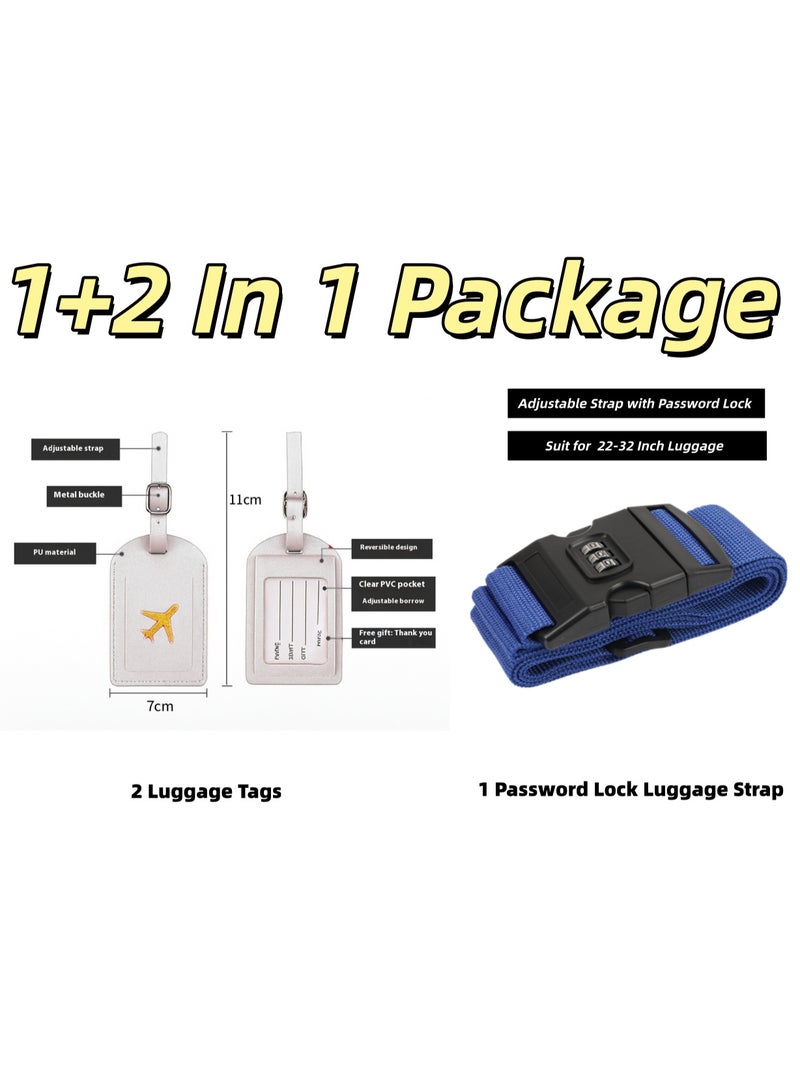 حزمة من شرائط الأمتعة المستعرضة مزودة ببطاقات هوية الاسم، ومفتاح قفل لكلمة المرور قابل للضبط مزود بعلمتين لحقيبة الأمتعة، ومجموعة حقيبة السفر الخاصة بالسفر (أزرق) - Image 3
