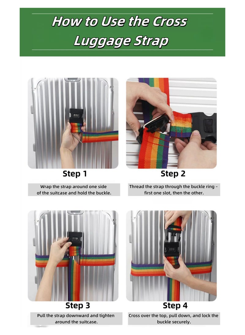 حزمة من شرائط الأمتعة المستعرضة مزودة ببطاقات هوية الاسم، ومفتاح قفل لكلمة المرور قابل للضبط مزود بعلمتين لحقيبة الأمتعة، ومجموعة حقيبة السفر الخاصة بالسفر (أزرق) - Image 4