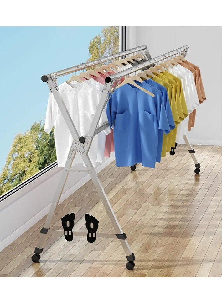 Folding X Shaped Stainless Steel Garment Rack, Adjustable and Foldable Clothes Drying Rack, Space Saving Heavy Duty Stainless Steel Laundry Drying Rack  - Image 3
