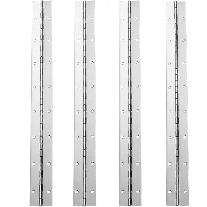 XHMAXE 4Pcs Continuous Piano Hinges 16Inch 12 Open Width Silver Heavy Duty Stainless Steel 004 Folding for Storage Boxes Cabinets Door Piano Wood Furniture - Image 2