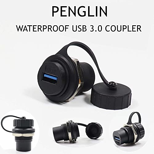 PENGLIN 2PCS Waterproof USB 3.0 Panel Mount Coupler, IP67 USB Pass Through Connector, Female to Female Bulkhead Extension Adapter - Image 5