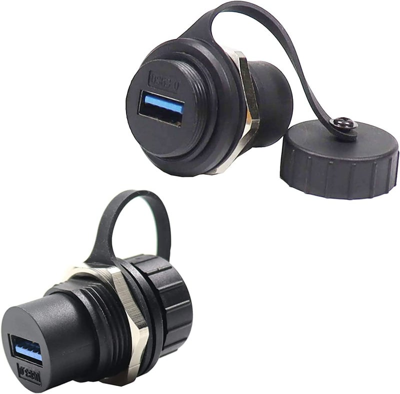 PENGLIN 2PCS Waterproof USB 3.0 Panel Mount Coupler, IP67 USB Pass Through Connector, Female to Female Bulkhead Extension Adapter - Image 1