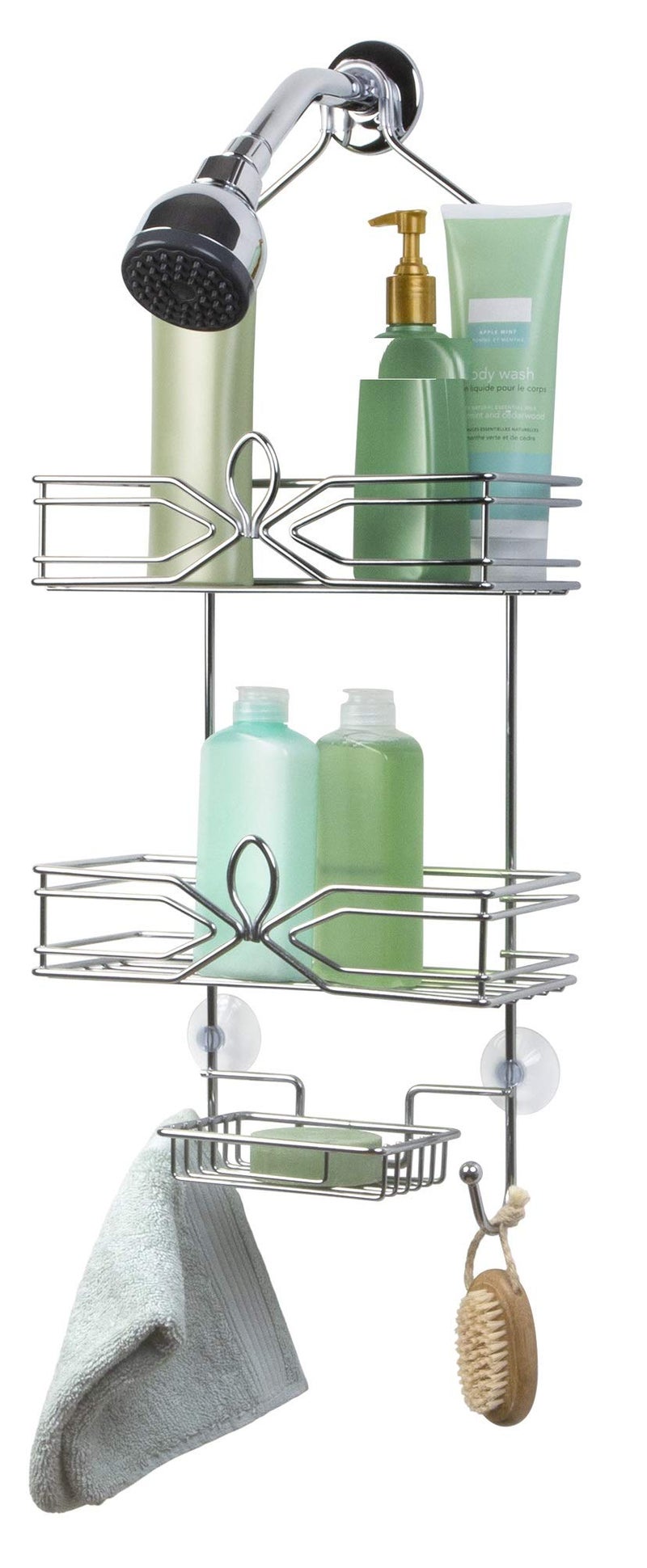Richards Homewares Aria 3Tier Shower and Bath Caddy with Soap Dish 11 x 49 x 254Inch Chrome